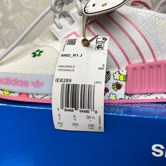 Size 6.5 Hello Kitty Adidas Originals NMD R1 White Pink IE8289 - Picture 14 of 16